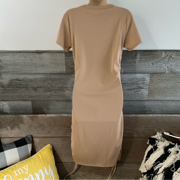 Shein khaki side-ruching drawstring bodycon dress size small - Picture 5 of 8